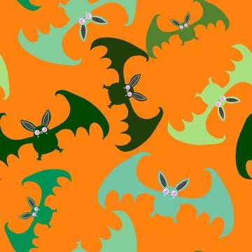 Halloween animals seamless bats vampire pattern for wrapping paper and fabric Stock Illustration