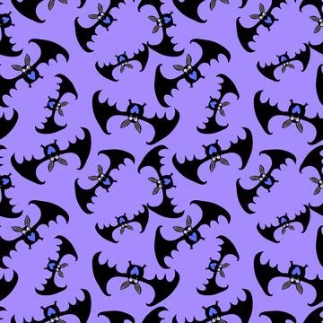Halloween animals seamless bats vampire pattern for wrapping paper and fabric Stock Illustration