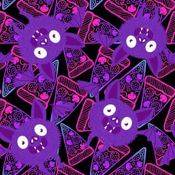 Halloween animals seamless bats vampire pattern for wrapping paper and fabric Stock Illustration
