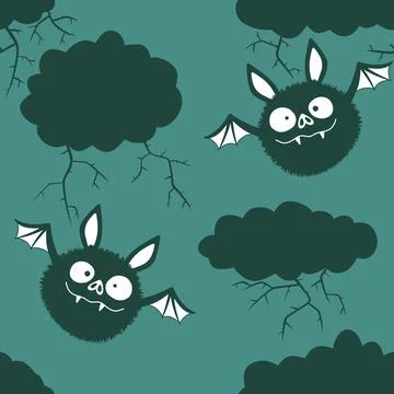 Halloween animals seamless bats vampire pattern for wrapping paper and fabric Stock Illustration