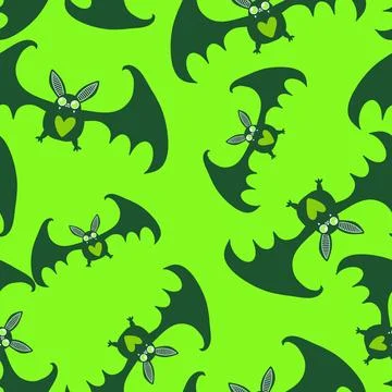 Halloween animals seamless bats vampire pattern for wrapping paper and fabric Stock Illustration