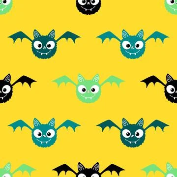 Halloween animals seamless bats vampire pattern for wrapping paper and fabric Illustrazione stock