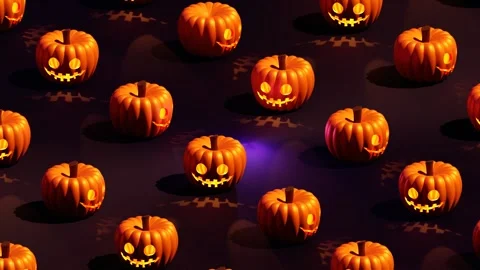 Halloween Animated Background with Pumpkins -Seamless Loop Stock-Footage 211417248