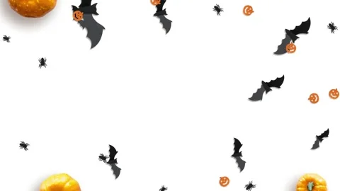 Halloween Animated Corner Border with Pumpkins, Bats, and Spiders Stock Footage 316764541