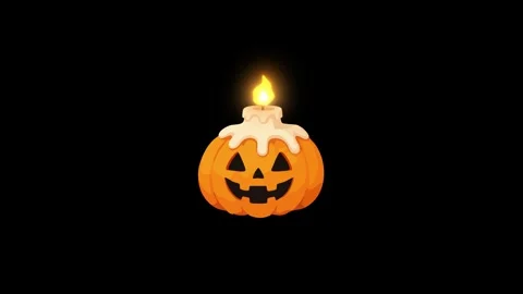 Halloween animated jack o lantern pumpkin with melting candle and glowing f.. Stock Footage 346569437