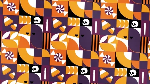 Halloween Animated Pattern with Candy Corn, Skulls Stock Footage 316672053