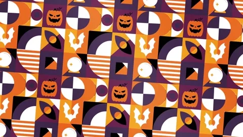 Halloween Animated Pattern with Pumpkins, Bats Stock Footage 316672099