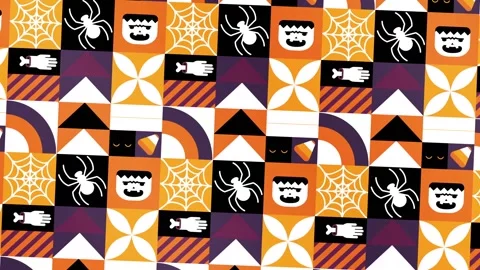 Halloween Animated Pattern with Spiders, Spiderwebs Vidéo 316672041