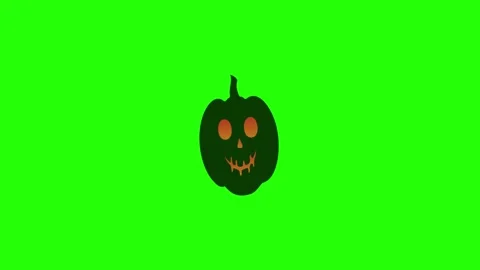 Halloween Animated Pumpkin Silhouette Character on Green Screen Chroma Key Video stock 341473553