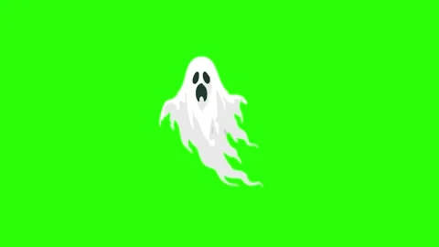 Halloween animated scary spooky ghost spirit floating character 4k green sc.. Stock Footage 346569464