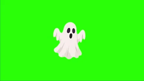 Halloween animated spooky cute ghost character floating 4k green screen bac.. Stock Footage 346569460