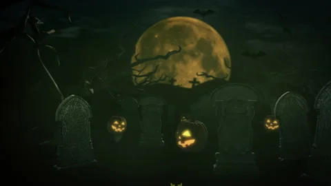 Halloween animation background with bats and graves Stock Footage 239000696