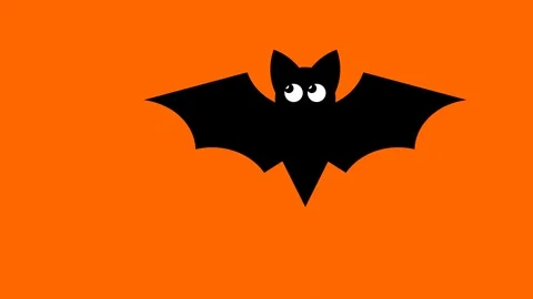 Halloween animation of a bat on an orange background footage Stock Footage 339307033