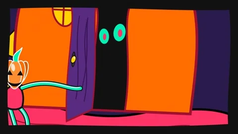Halloween Animation Of Ghost And Pumpkin Character Getting Lots Of Candy Stock Footage 341373103