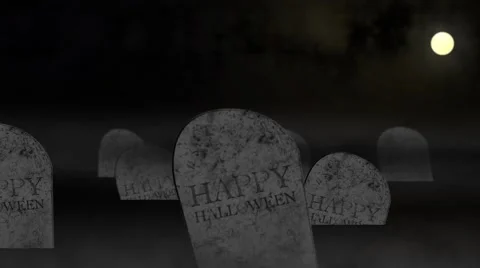 Halloween animation with tombs under moonlight Stock Footage 41219919