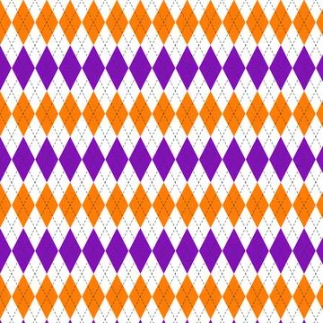 Halloween argyle pattern with orange and purple diamonds 스톡 일러스트