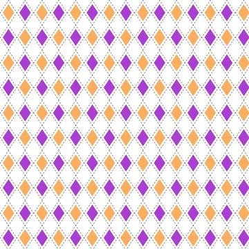 Halloween argyle pattern with small orange and purple diamonds Stock Illustration