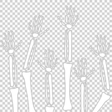 Halloween arm bones, human skeleton line art doodle Stock Illustration