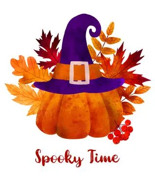 Halloween art, hand drawn vector watercolor art. Stock Illustration