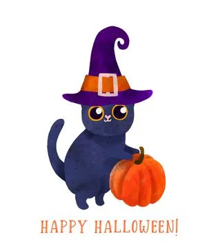 Halloween art, hand drawn vector watercolor art. Stock Illustration
