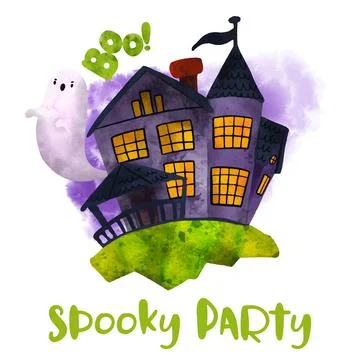 Halloween art, hand drawn vector watercolor art. Stock Illustration