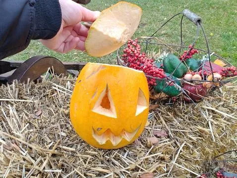 Halloween autumn composition Stock Photos