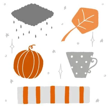 Halloween autumn magic elements illustration in orange Stock Illustration