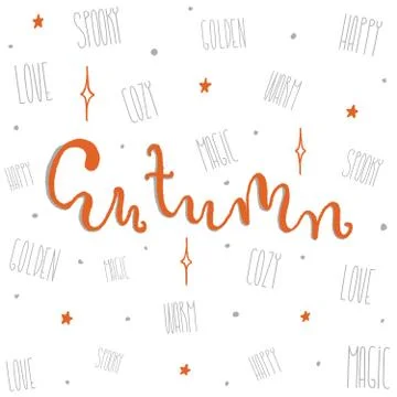 Halloween autumn magic elements illustration in orange Stock Illustration