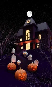 Halloween Background 3D Render Illustration 04 Stock Illustration