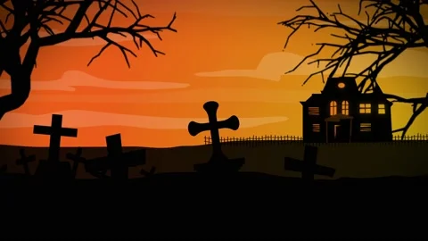 Halloween background animation with animated trees and haunted castle. Stock Footage 138114648