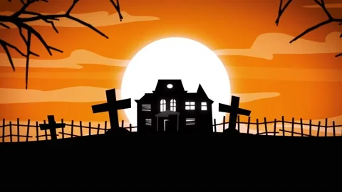 Halloween background animation with animated trees and flying bats. Stock Footage 138114656