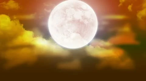 Halloween Background Animation with Moon and timelapse clouds Stock Footage