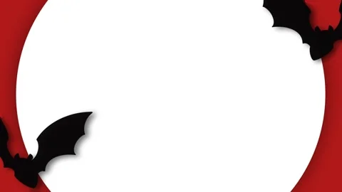 Halloween Background with Blank Circular Copy Space and Flying Black Bats o.. Stock Footage 346517227