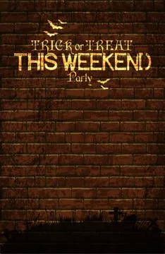 Halloween background with brick wall Illustrazione stock