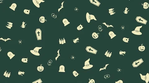 Halloween background with Candles, Bats, a Witch Hat, looping animation. Video stock 251636800