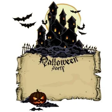 Halloween background with castle Illustrazione stock