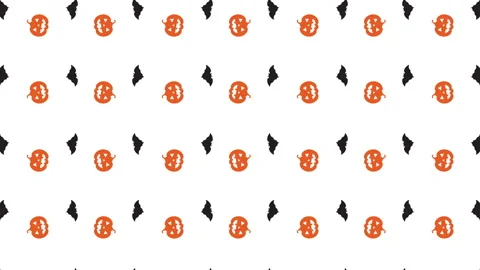 Halloween background concept with rotating Pumpkins and Bats on a white Stock Footage 157717554