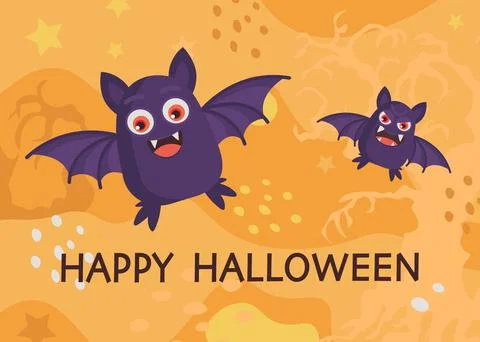 Halloween background with cute bat vector flat Illustrazione stock