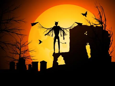 Halloween background with devil Stock Illustration