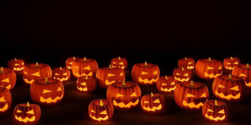 Halloween background Devil's Pumpkin and Candlelight 3D illustration Stock Illustration