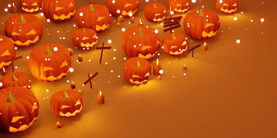 Halloween background Devil's Pumpkin and Candlelight 3D illustration Stock Illustration