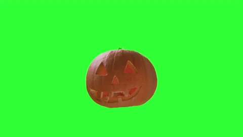 Halloween Background Element On Chroma Key Pumpkin With A Funny Smile Carving Stock Footage 140272758