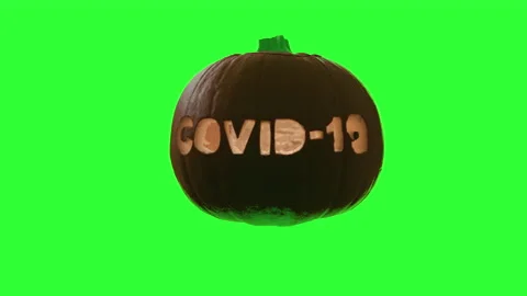 Halloween Background Element On Chroma Key Scary Pumpkin With COVID-19 Carving Stock Footage 140272776