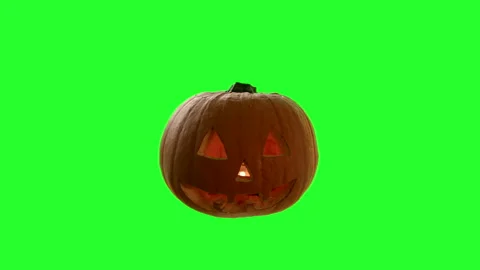 Halloween Background Element On Chroma Key Pumpkin With Funny A Smile Carving Stock Footage 140272820