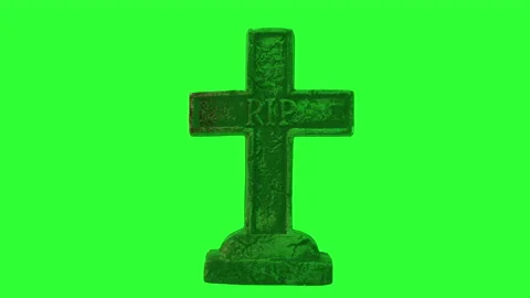 Halloween Background Element On Chroma Key A Candlelit Cross Shaped Grave Stock-Footage 140273009