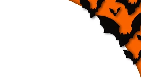 Halloween Background With Flying Black Bats Over Orange Texture And Blank C.. Stock Footage 346517393