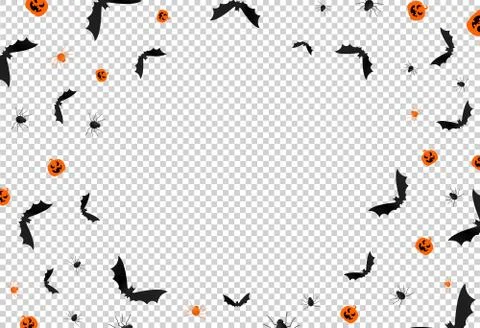 Halloween background full of bat, spider, pumpkin isolated  on png or transpa Stock Illustration