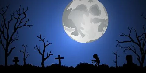 Halloween background of a full moon night. vector illustration. イラスト素材