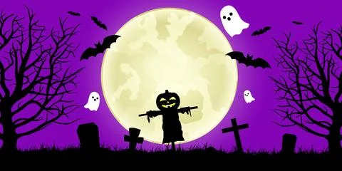 Halloween background of a full moon night. vector illustration. イラスト素材