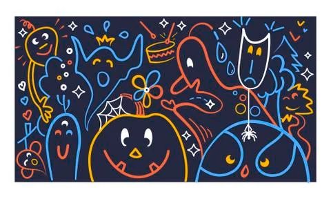 Halloween background ghosts Stock Illustration